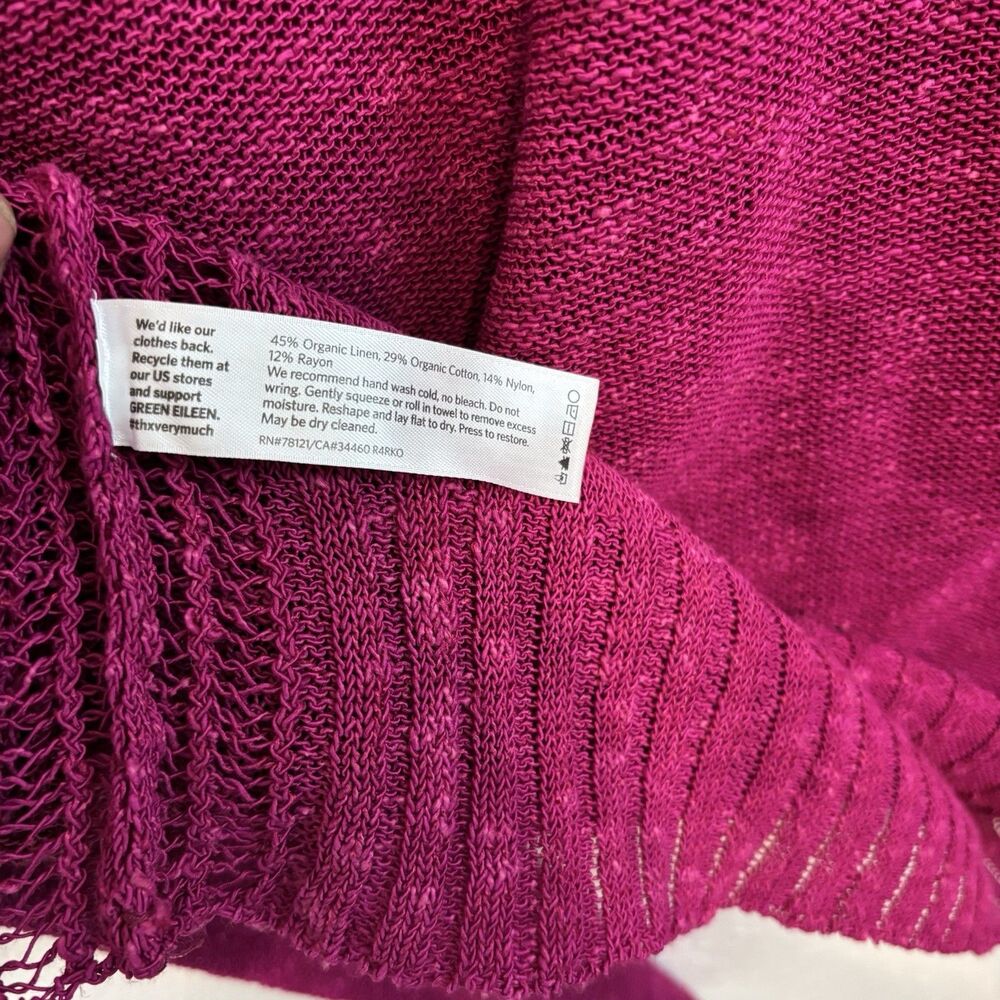 Eileen Fisher Organic‎ Linen Sweater Large Magenta Lagenlook Mature Minimalist - Picture 3 of 4